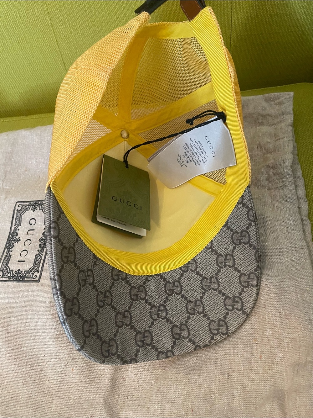 Gucci Yellow & Pink Mesh Logo Baseball Cap - Picture 5 of 5